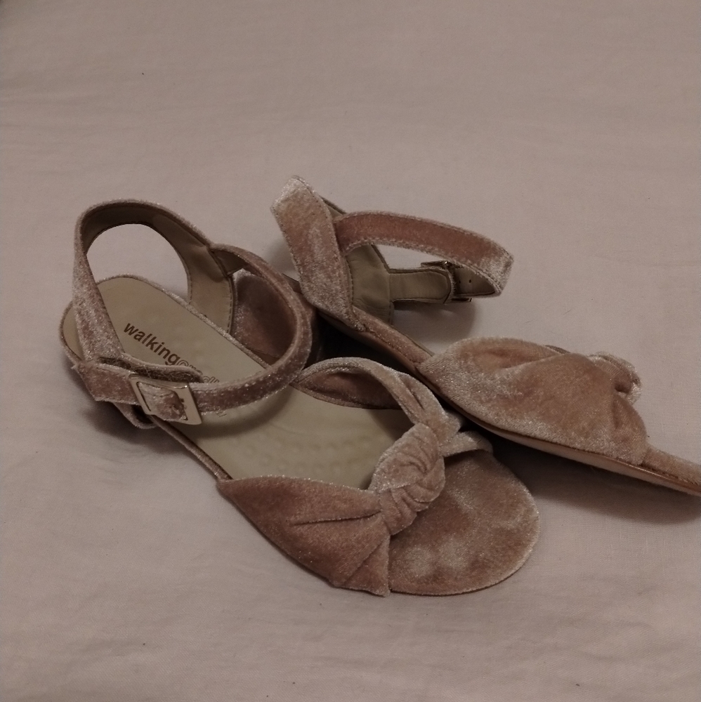 Walking Cradles Blush Velvet Sandals